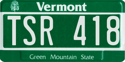 VT license plate TSR418