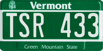 VT license plate TSR433