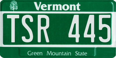 VT license plate TSR445