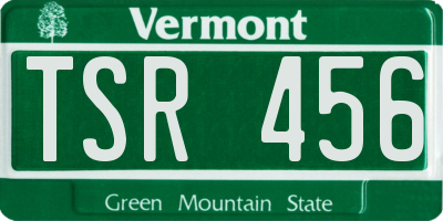 VT license plate TSR456