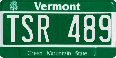 VT license plate TSR489