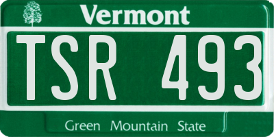 VT license plate TSR493