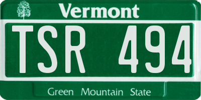 VT license plate TSR494
