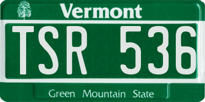 VT license plate TSR536