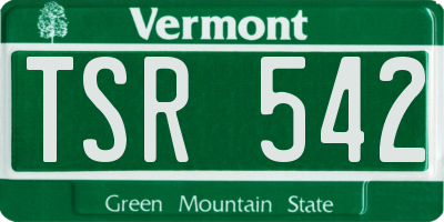 VT license plate TSR542