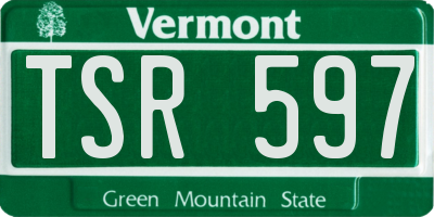 VT license plate TSR597