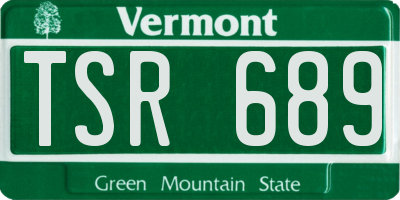 VT license plate TSR689