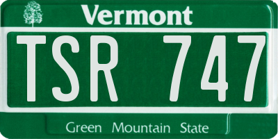 VT license plate TSR747