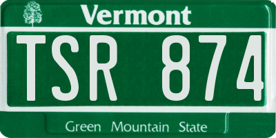 VT license plate TSR874