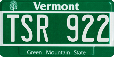 VT license plate TSR922