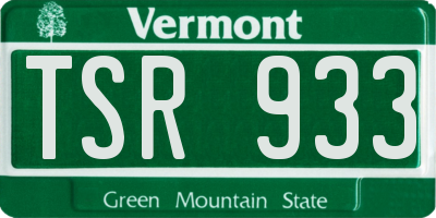 VT license plate TSR933