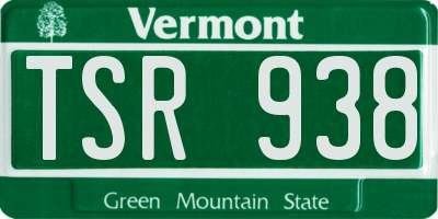 VT license plate TSR938