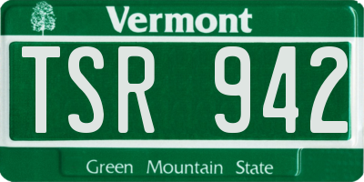 VT license plate TSR942