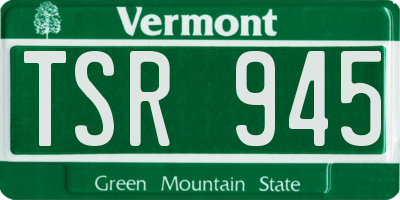 VT license plate TSR945