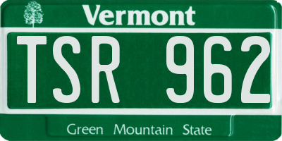 VT license plate TSR962