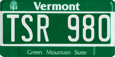 VT license plate TSR980