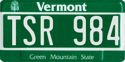 VT license plate TSR984