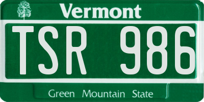 VT license plate TSR986
