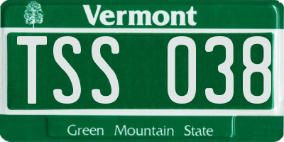 VT license plate TSS038
