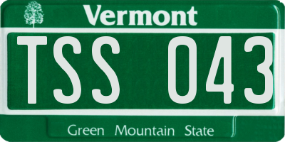 VT license plate TSS043