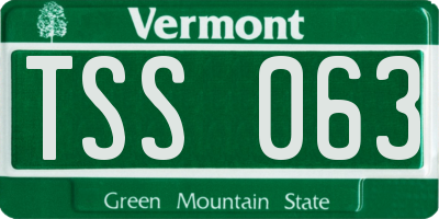 VT license plate TSS063