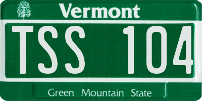 VT license plate TSS104
