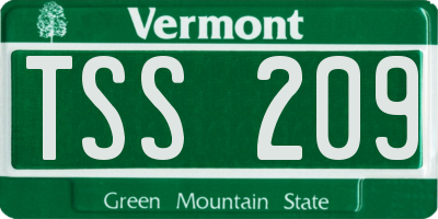 VT license plate TSS209