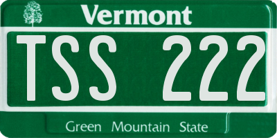 VT license plate TSS222