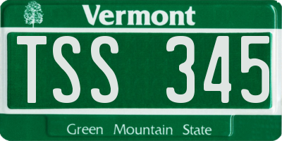 VT license plate TSS345