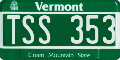 VT license plate TSS353