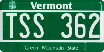 VT license plate TSS362
