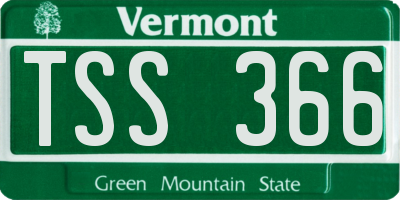 VT license plate TSS366