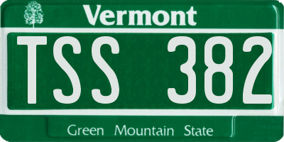 VT license plate TSS382