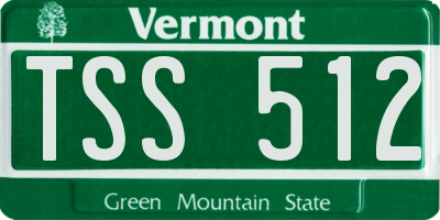 VT license plate TSS512