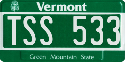 VT license plate TSS533