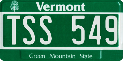 VT license plate TSS549