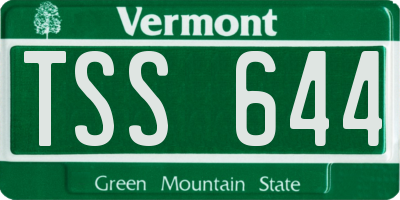VT license plate TSS644