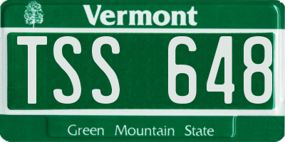VT license plate TSS648