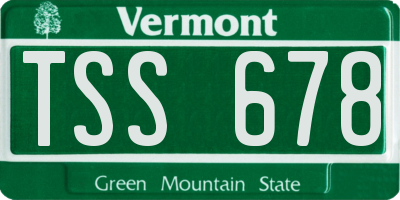 VT license plate TSS678