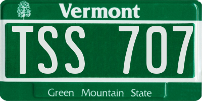 VT license plate TSS707