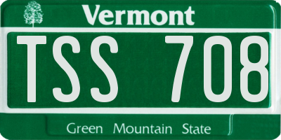 VT license plate TSS708