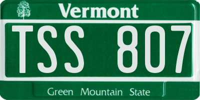 VT license plate TSS807
