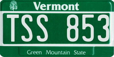VT license plate TSS853