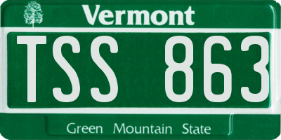 VT license plate TSS863