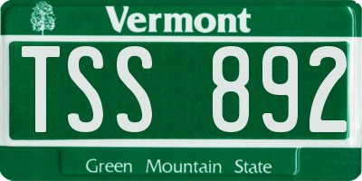 VT license plate TSS892