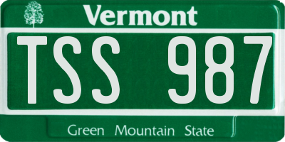 VT license plate TSS987