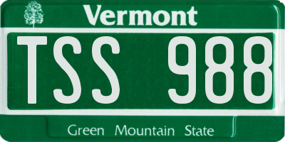 VT license plate TSS988