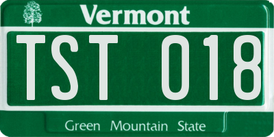 VT license plate TST018