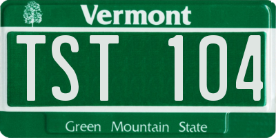 VT license plate TST104