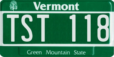 VT license plate TST118
